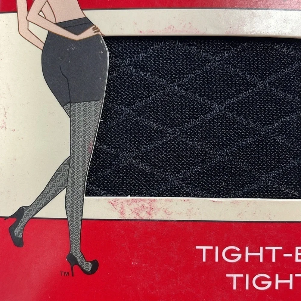 Spanx Tight End Tights Black Diamond Foil 951 Bodyshaping Smoothing Sz B